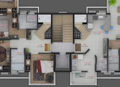 Planta Baixa – Coberturas andar inferior (sugestões de divisão)